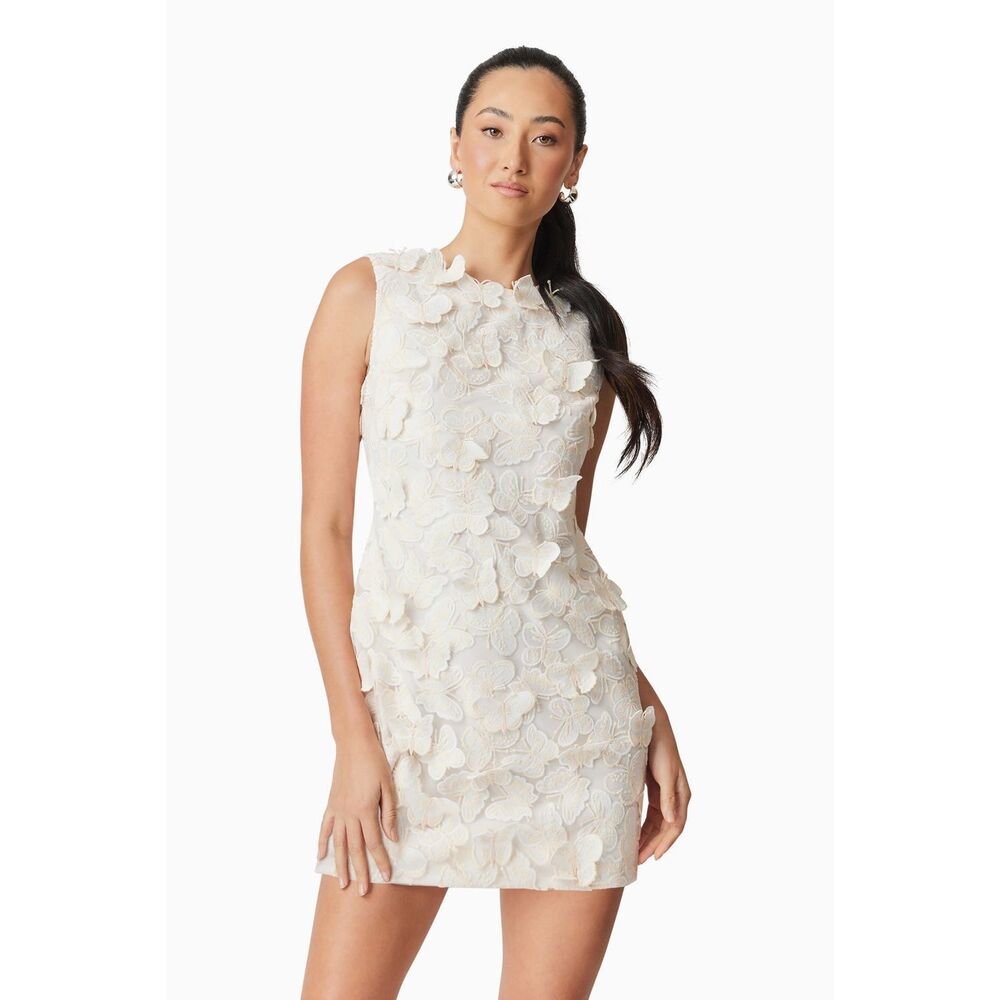 Elliatt Cream Floral Appliqué Mini Dress